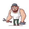 burly mechanic cartoon design mascot Royalty Free Stock Photo