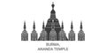 Burma, Ananda Temple travel landmark vector illustration