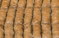 Burma baklava, turkish dessert sweet and traditional authentic specialty, baklava roll form