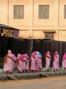 Burma. Nuns Alms Collecting Royalty Free Stock Photo