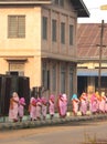 Burma Nuns Collecting Alms Royalty Free Stock Photo