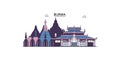 Burma tourism landmarks, vector city travel illustration