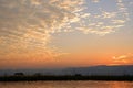 Burma water Floating house sunset