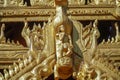 Burmese Architecture. Traditional Carved Decorated Roofs in Myanmar Burma