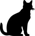 Burmese Cat Black Silhouette Generative Ai