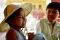 Burmese children smile while talk with traveler at Shwezigon Pagoda