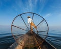 Burmese fisherman at Inle lake, Myanmar