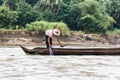 Burmese fisherman netting fish in a river near Yangon 2 Royalty Free Stock Photo