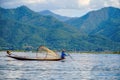 Burmese Fisherman Posing at Inle Lake, Myanmar Burma Royalty Free Stock Photo