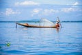 Burmese Fisherman Posing at Inle Lake, Myanmar Burma Royalty Free Stock Photo