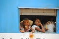 Burmese girls in the train