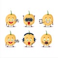 Burmese grapes cartoon character are playing games with various cute emoticons