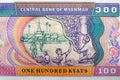 Burmese kyat - Myanmar money bank note Royalty Free Stock Photo