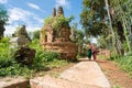 INLE LAKE, MYANMAR - OCTOBER 06 2014: Burmese children at Indein village, Inle lake, Myanmar.