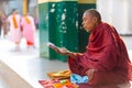 Burmese monk reading and chanting