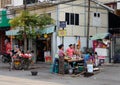 Burmese people selling street food