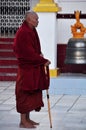 Burmese seniors monk stand ritual meditation respect praying Maha Myat Muni Paya or Rakhine Buddha or Payagyi enshrined at