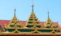 Burmese Style Buddhist Temple Roof in Wat Wang Wiwekaram Monastery Complex, Sangkhlaburi District, Thailand