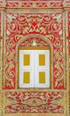 Burmese Style window decorated by gold color metallic embossed