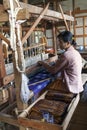 Burmese Woman Working Loom
