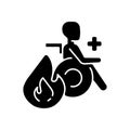 Burn center black glyph icon