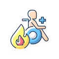 Burn center RGB color icon