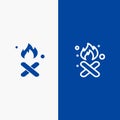 Burn, Fire, Garbage, Pollution, Smoke Line and Glyph Solid icon Blue banner Line and Glyph Solid icon Blue banner