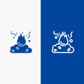 Burn, Fire, Garbage, Pollution, Smoke Line and Glyph Solid icon Blue banner Line and Glyph Solid icon Blue banner