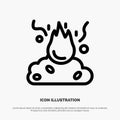 Burn, Fire, Garbage, Pollution, Smoke Line Icon Vector