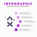 Burn, Fire, Garbage, Pollution, Smoke Solid Icon Infographics 5 Steps Presentation Background