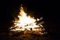Burn fire with wood on beach camp Royalty Free Stock Photo