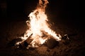 Burn fire with wood on beach camp Royalty Free Stock Photo