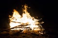 Burn fire with wood on beach camp Royalty Free Stock Photo