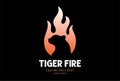 Burn Flame Fire with Tiger Jaguar Leopard Panther Cheetah Puma Silhouette Logo