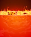 Burn flame fire vector background. Hell, lava or molten steel concept.