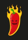 Burn hot angry evil chili pepper in fire Royalty Free Stock Photo