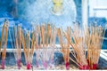 burn Incense stick are religious beliefs that the disciples Show worship to buddha Royalty Free Stock Photo