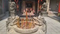 Shenzhen, China: burn incense and worship Buddha in the temple