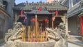 Shenzhen, China: burn incense and worship Buddha in the temple