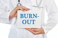 Burn Out card in hands of Medical Doctor