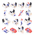 Burn-out Syndrome Isometric Icons Set