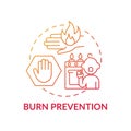 Burn prevention red gradient concept icon