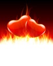 Burn two hearts flame fire