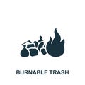 Burnable Trash icon. Monochrome simple icon for templates, web design and infographics