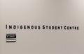 View of sign `Indigenous Student Centre` in Simon Fraser University Campus