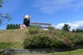 Statue of a Viking head, Burnaby North Secondary School Royalty Free Stock Photo