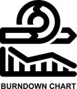 burndown chart, burn down, chart, sprint, agile, project management outline icon