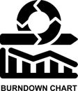 burndown chart, burn down, chart, sprint, agile, project management solid glyph icon