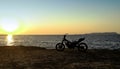 Burned abandoned motorcycle on the beach - Zakynthos / Zante island