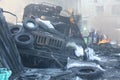 Burned auto on Euromaidan, Kyiv Royalty Free Stock Photo